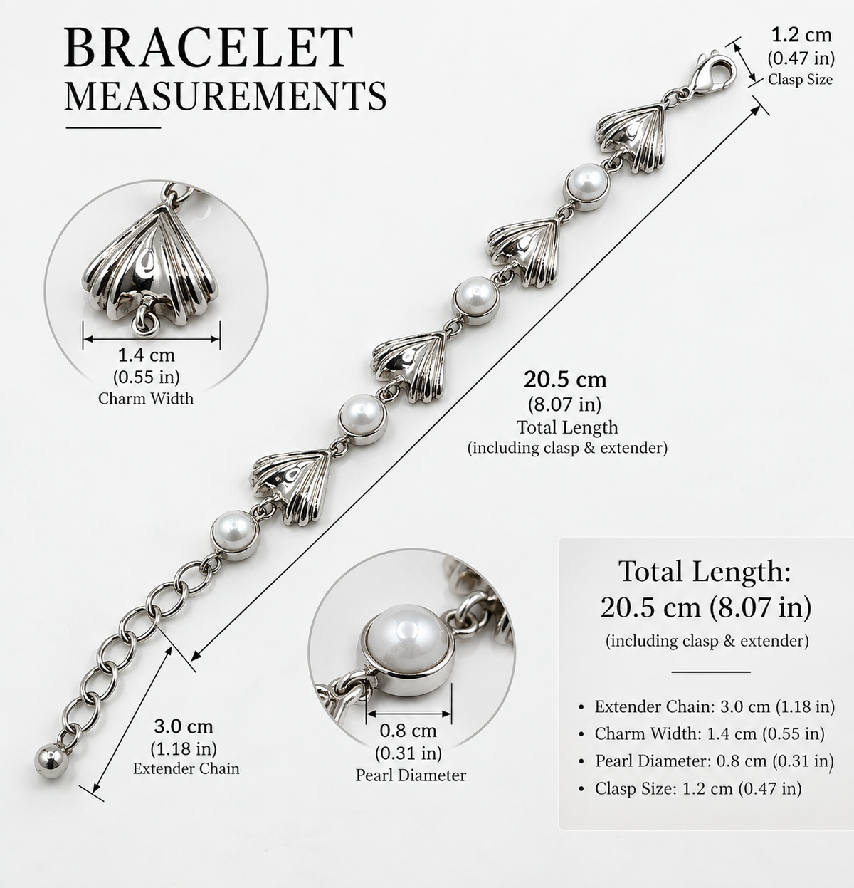 Silver 950 & River Pearl Statement Bracelet