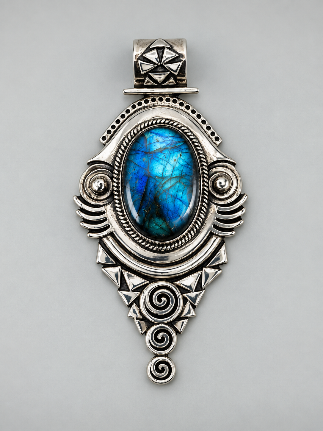 Blue Labradorite & Silver 950 Pendant