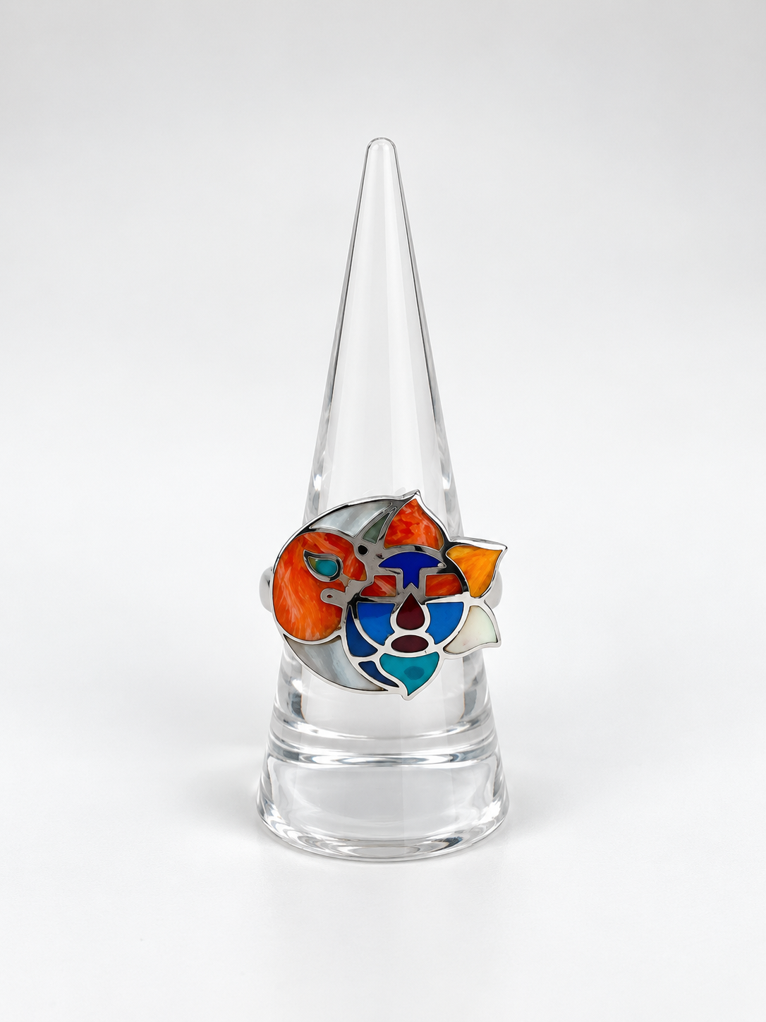 Gemstone Inlay Silver 950 Ring