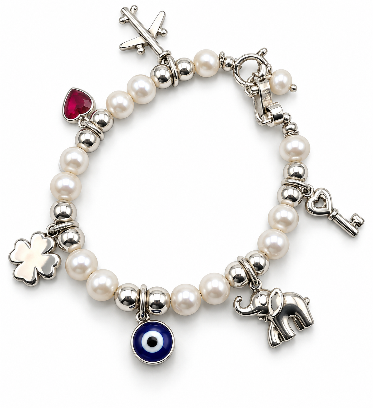 Silver 925 & River Pearl Charm Bracelet