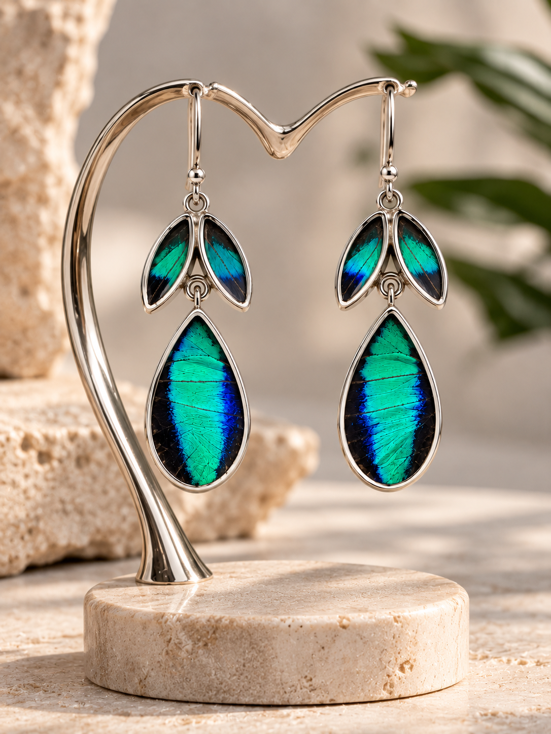 Butterfly Wing & 950 Silver Drop Earrings
