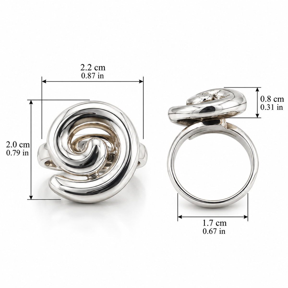 Silver 950 Spiral Statement Ring