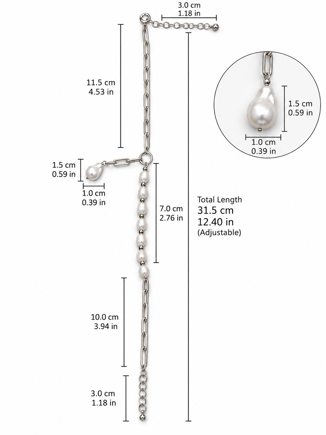 Natural Pearl & Silver 950 Statement Necklace