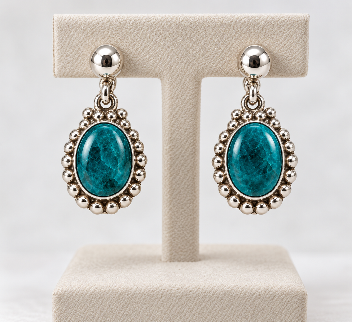 Peruvian Turquoise & 950 Silver Drop Earrings
