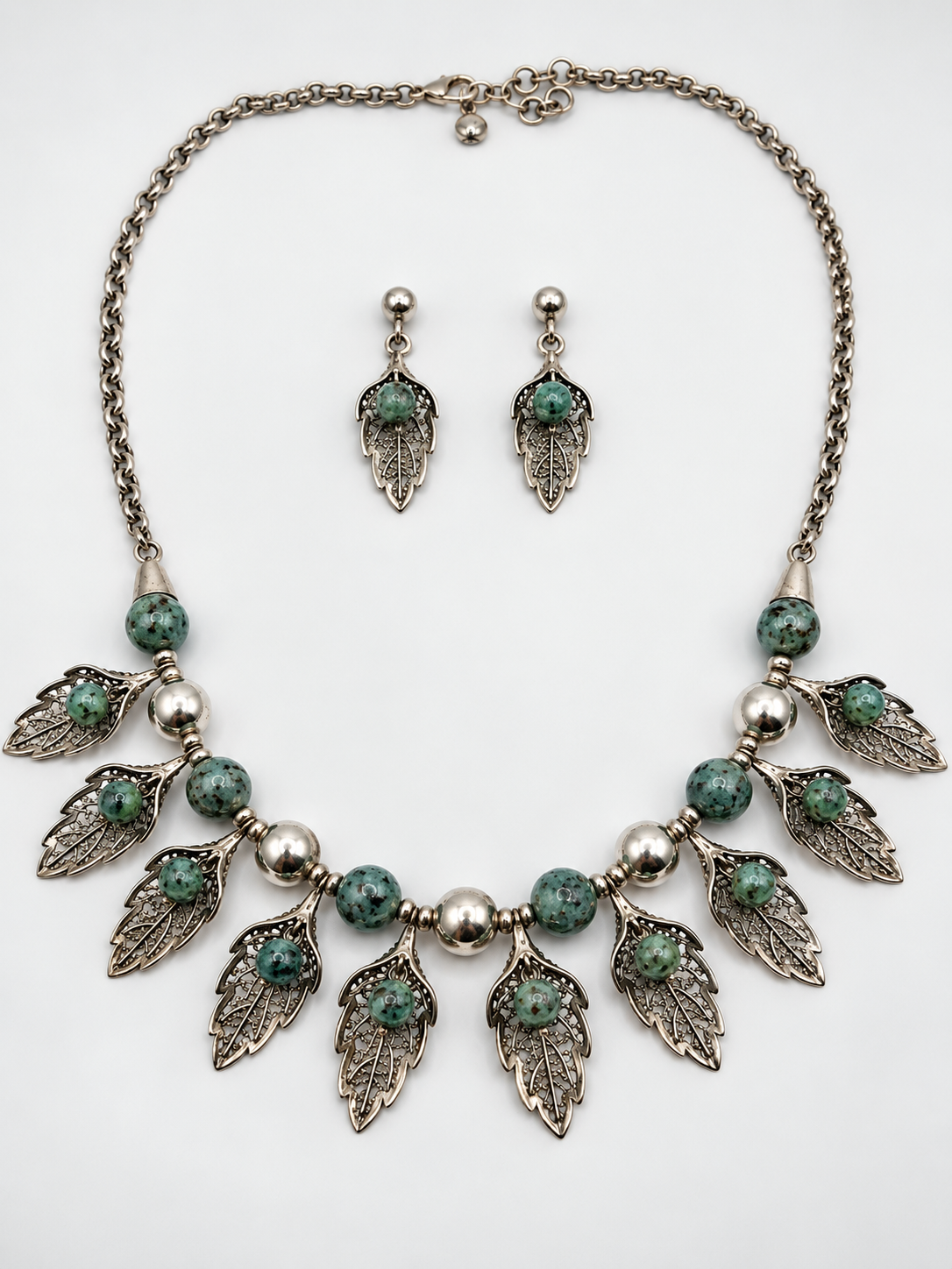Sodalite & 950 Silver Leaf Statement Necklace