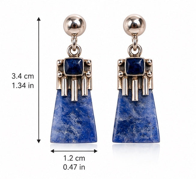 Sodalite & Silver 950 Drop Earrings