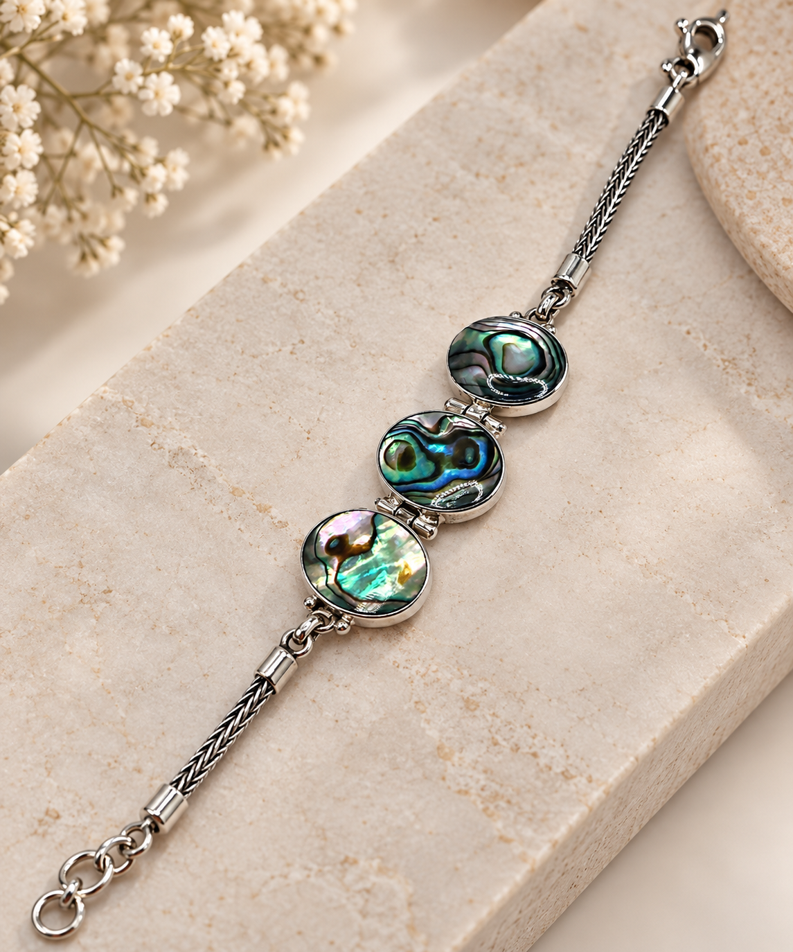 Abalone & Silver 950 Statement Bracelet