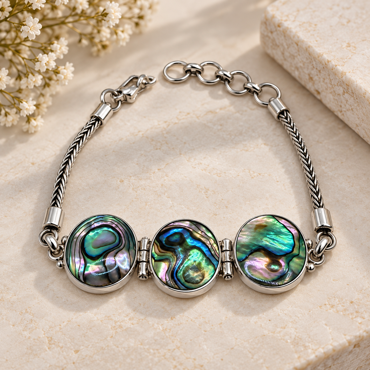 Abalone & Silver 950 Statement Bracelet