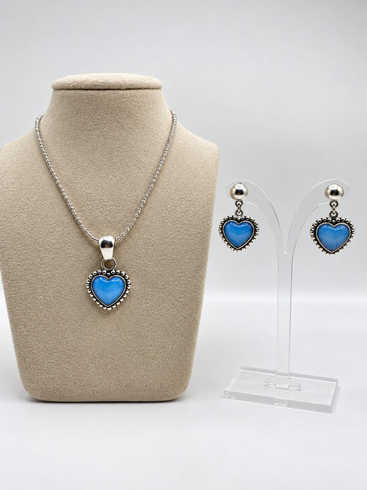 Blue Heart Silver 950 Necklace
