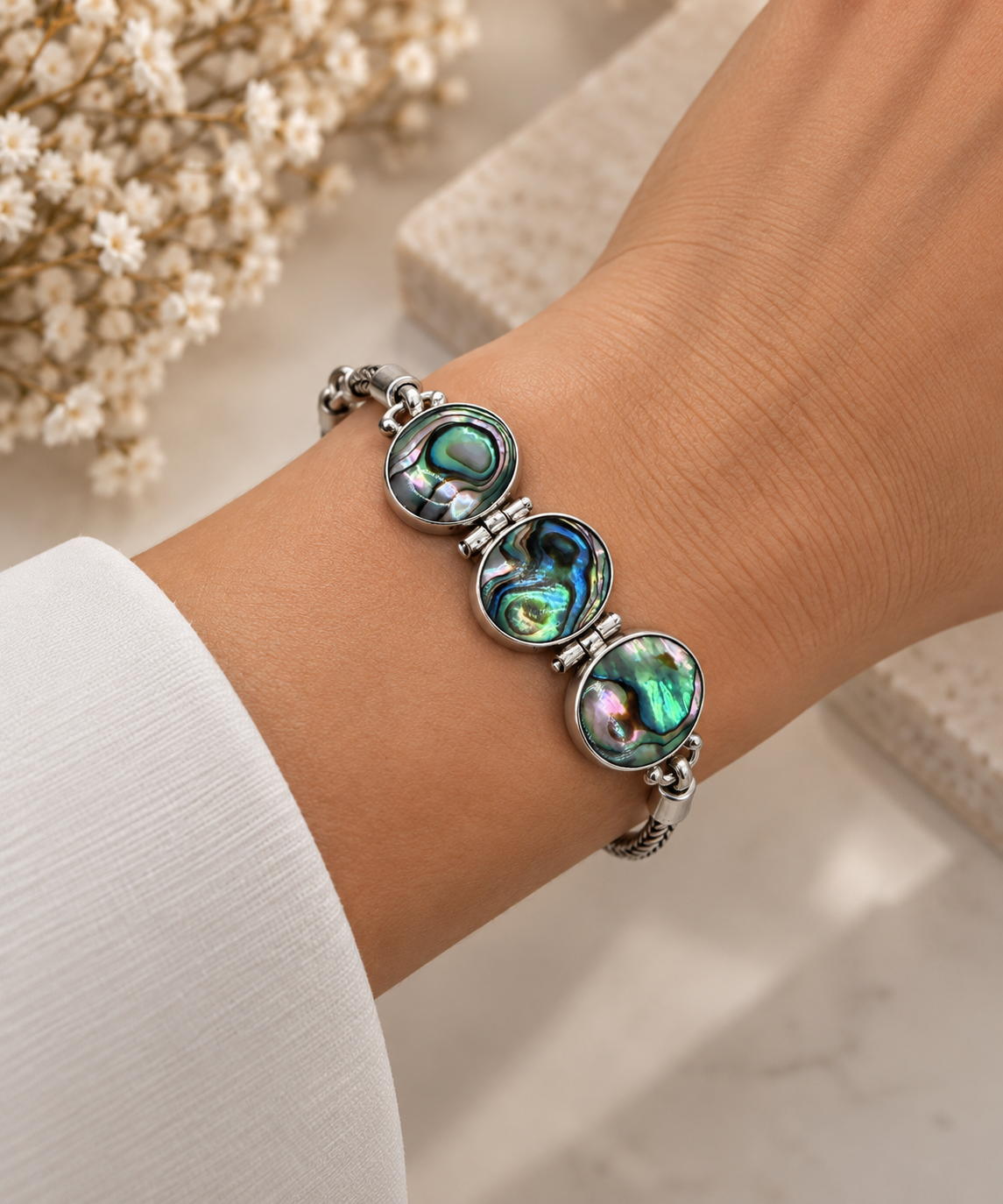Abalone & Silver 950 Statement Bracelet