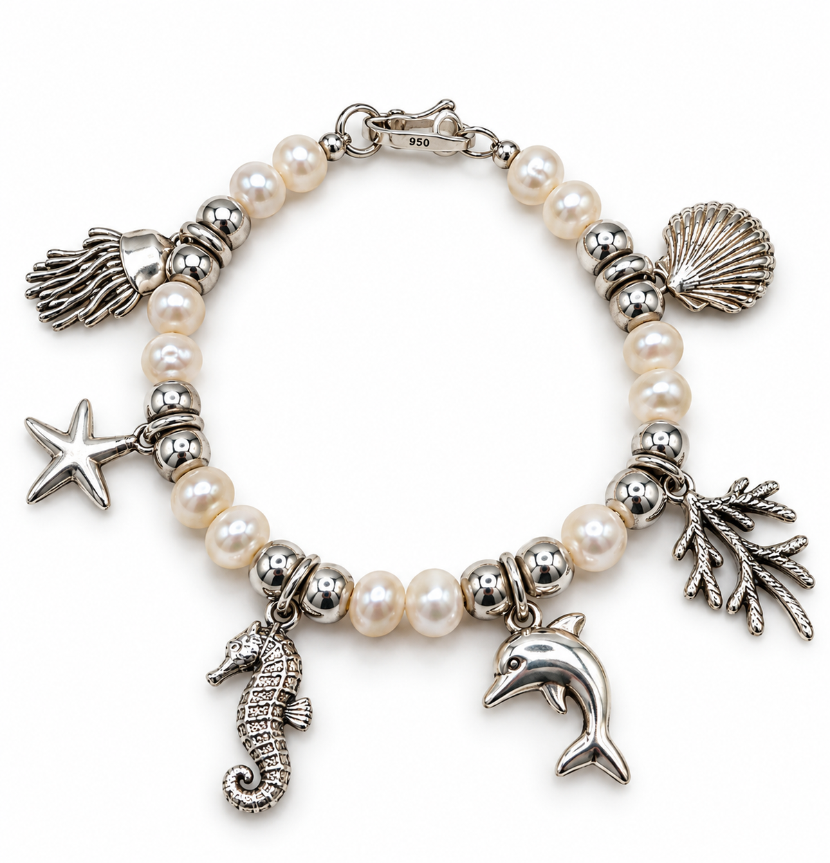 River Pearl & Silver 950 Ocean Charm Bracelet