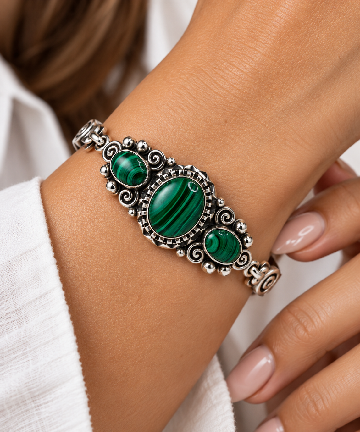 Malachite & Silver 950 Bracelet