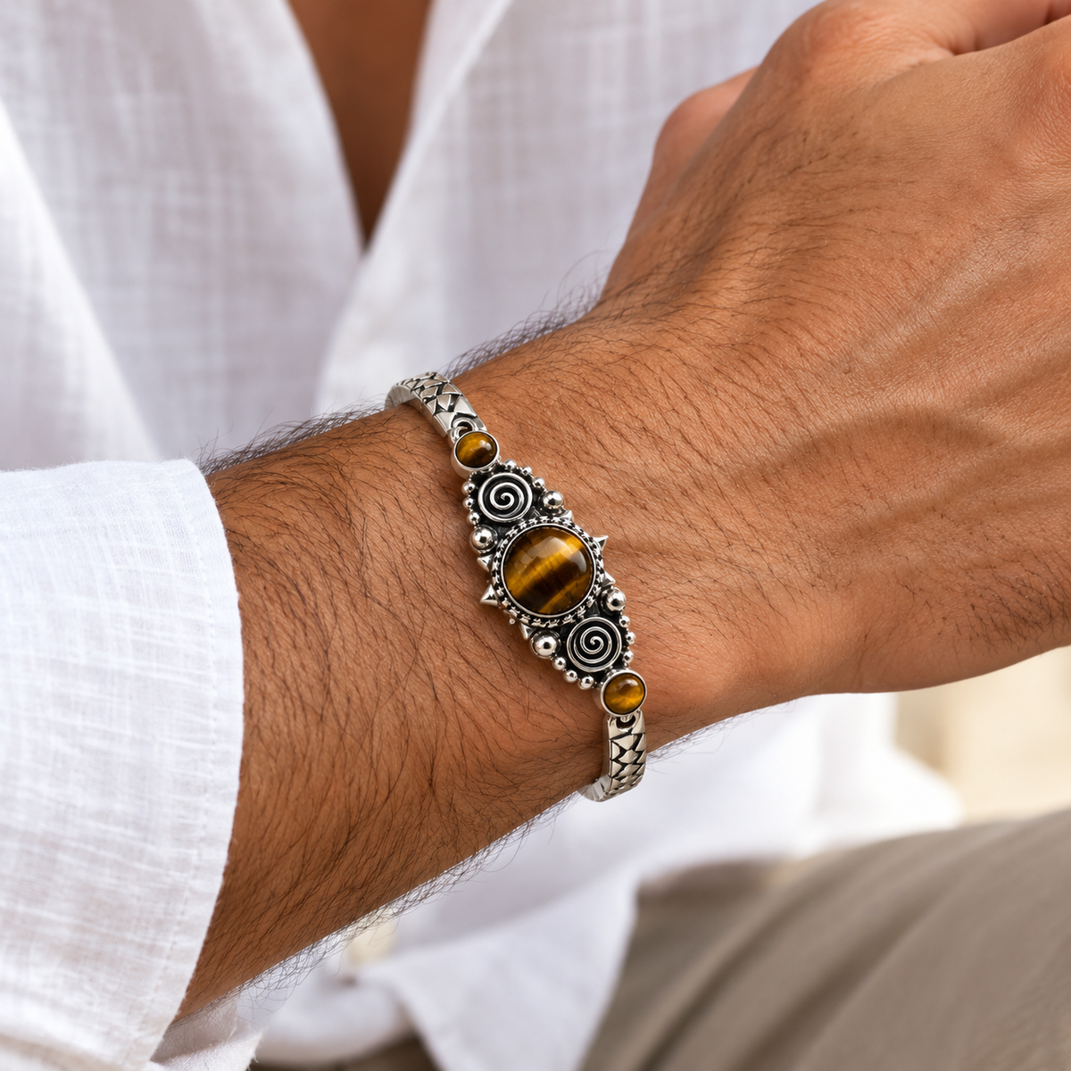 Tiger’s Eye & Silver 950 Bracelet
