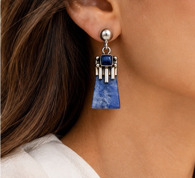 Sodalite & Silver 950 Drop Earrings