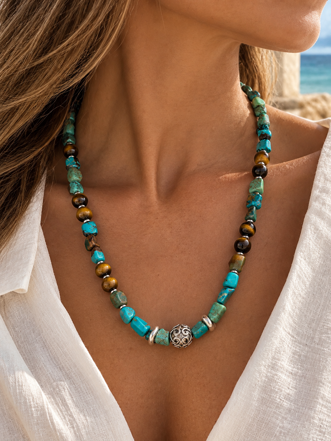 Tiger Eye & Turquoise Necklace