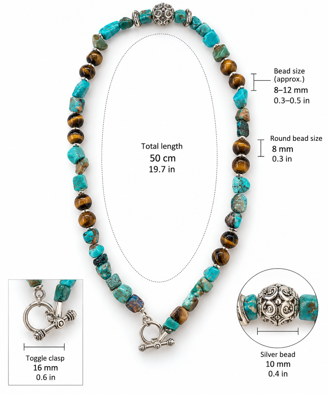 Tiger Eye & Turquoise Necklace