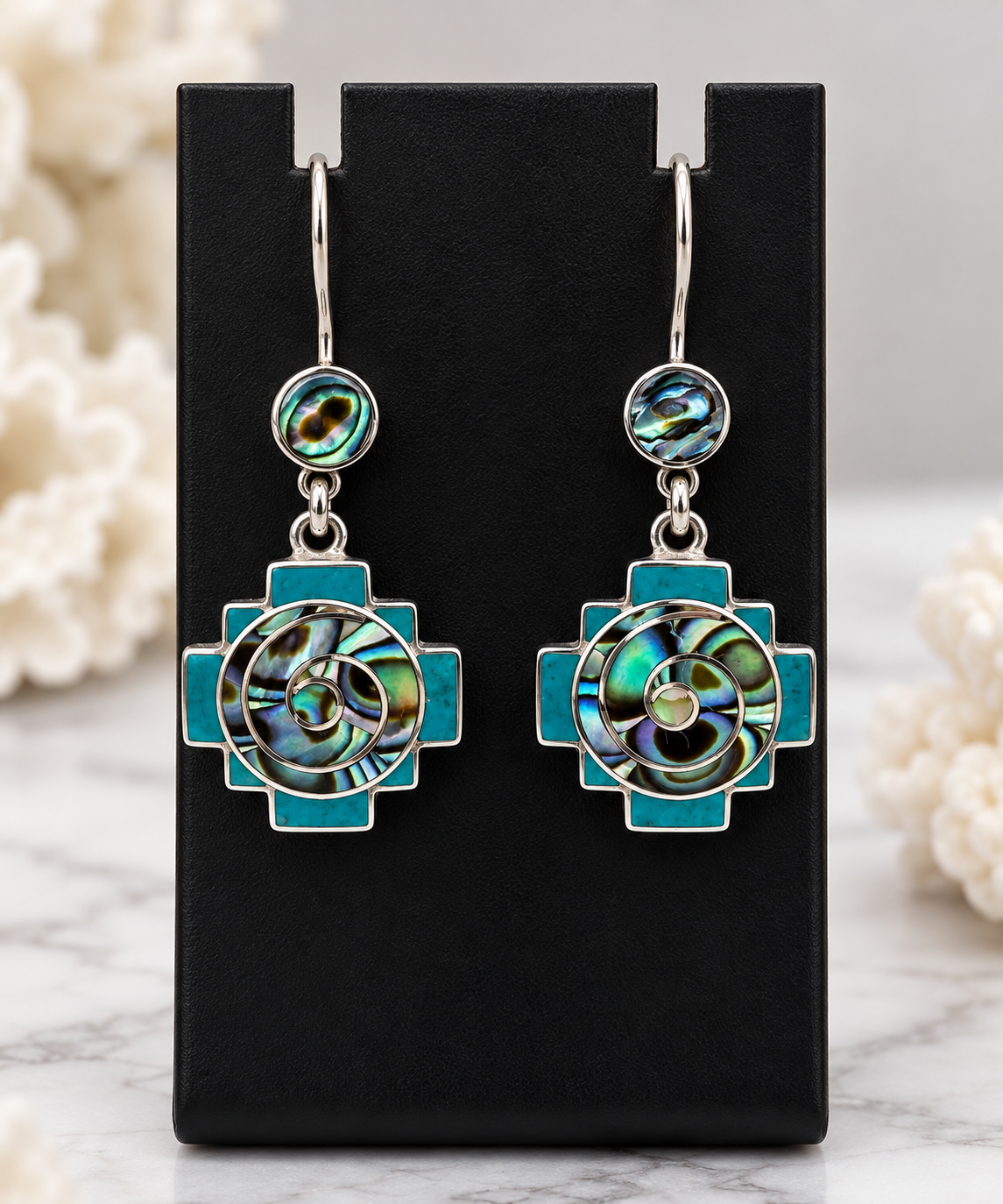 Abalone & Chrysocolla 950 Silver Necklace & Earrings Set