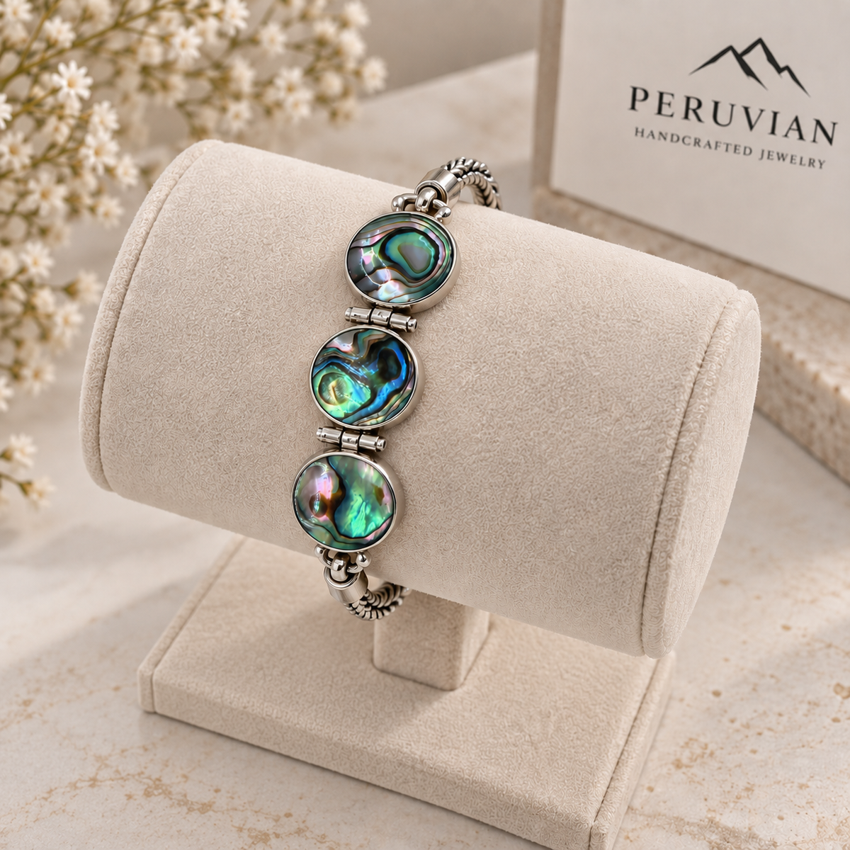 Abalone & Silver 950 Statement Bracelet