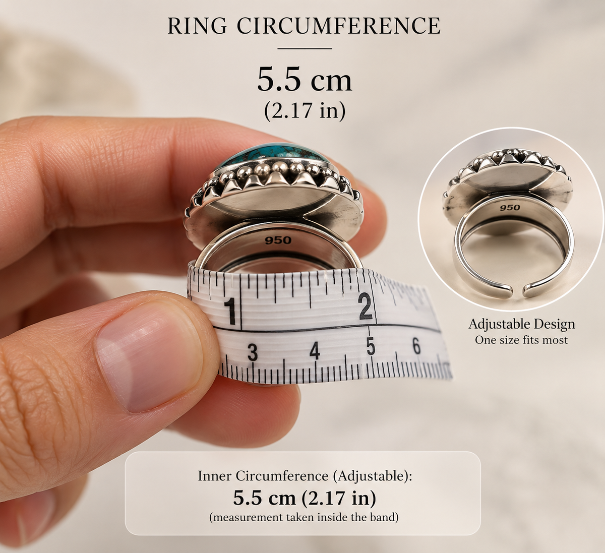Peruvian Turquoise & Silver 950 Statement Ring