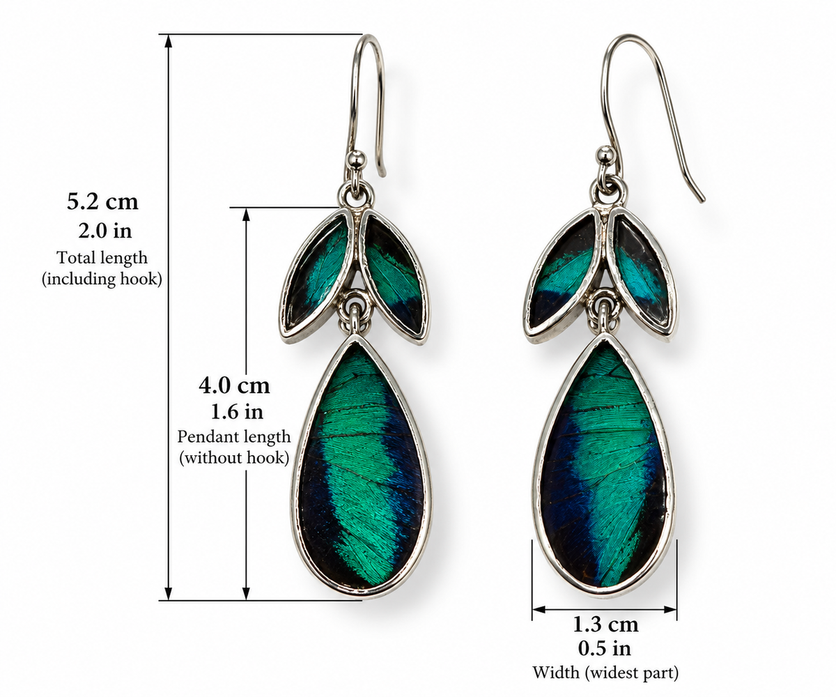 Butterfly Wing & 950 Silver Drop Earrings