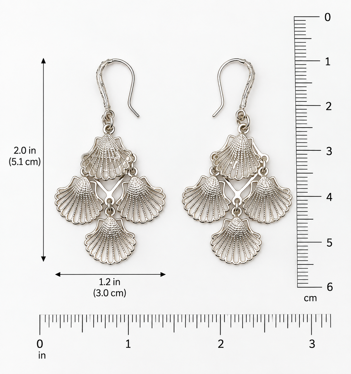 Seashell Silver 950 Cascading Earrings