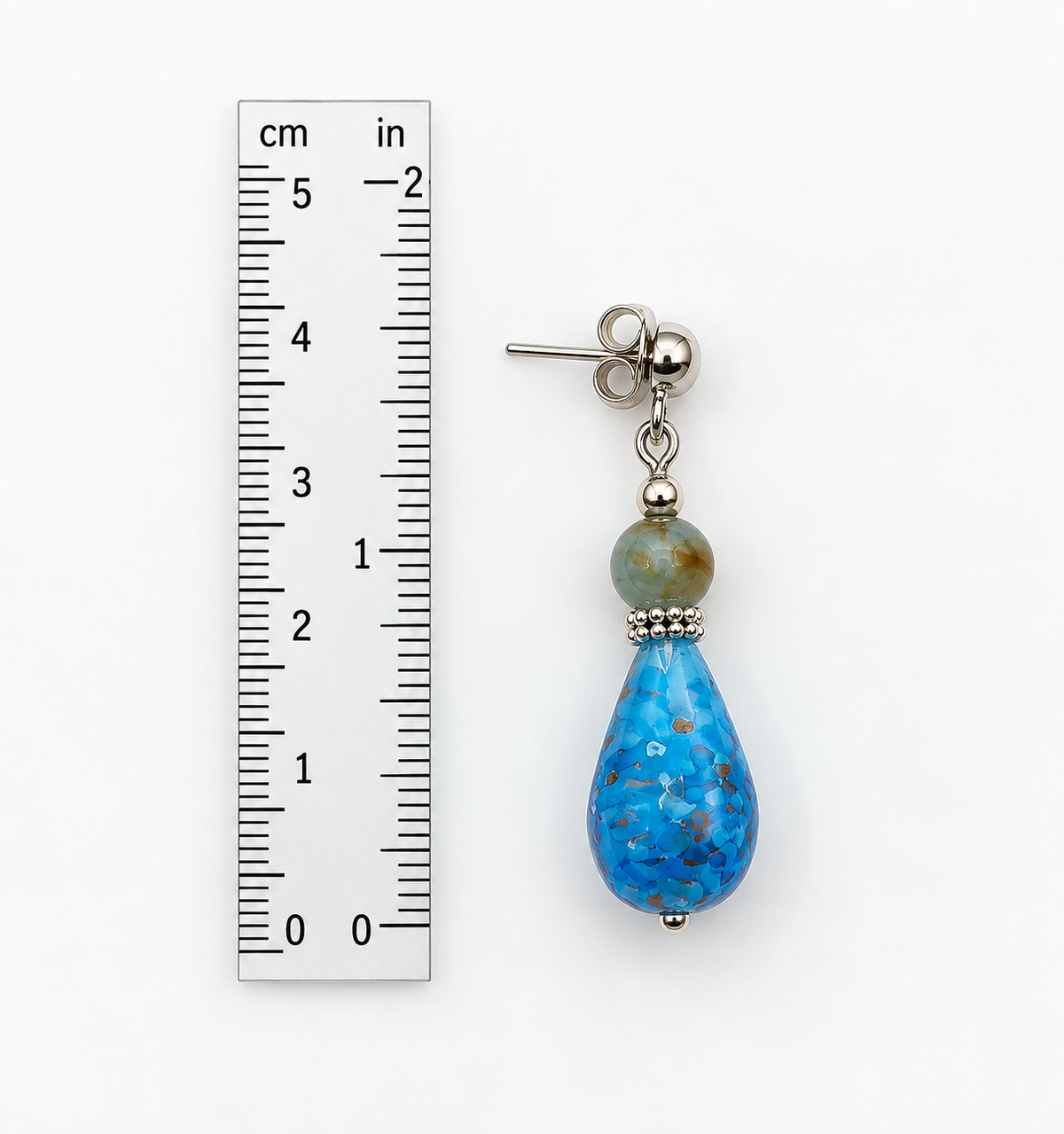Italian Murano Glass & Silver 950 Teardrop Earrings