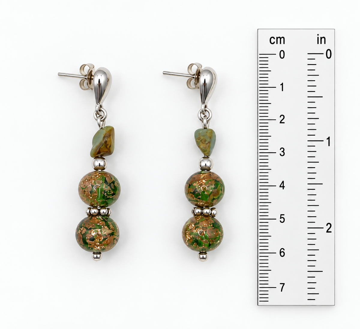 Italian Murano Glass & Silver 950 Drop Earrings