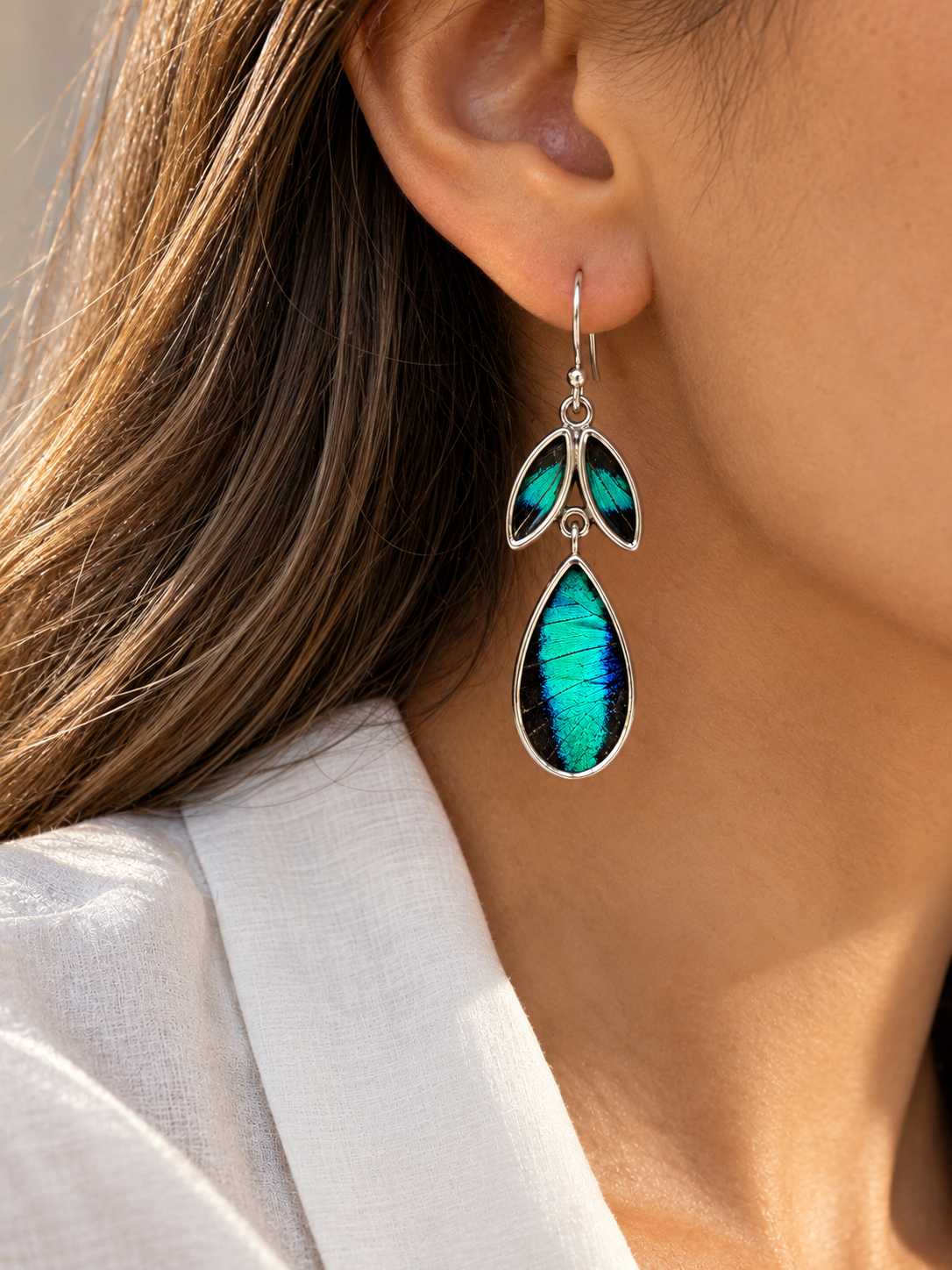 Butterfly Wing & 950 Silver Drop Earrings