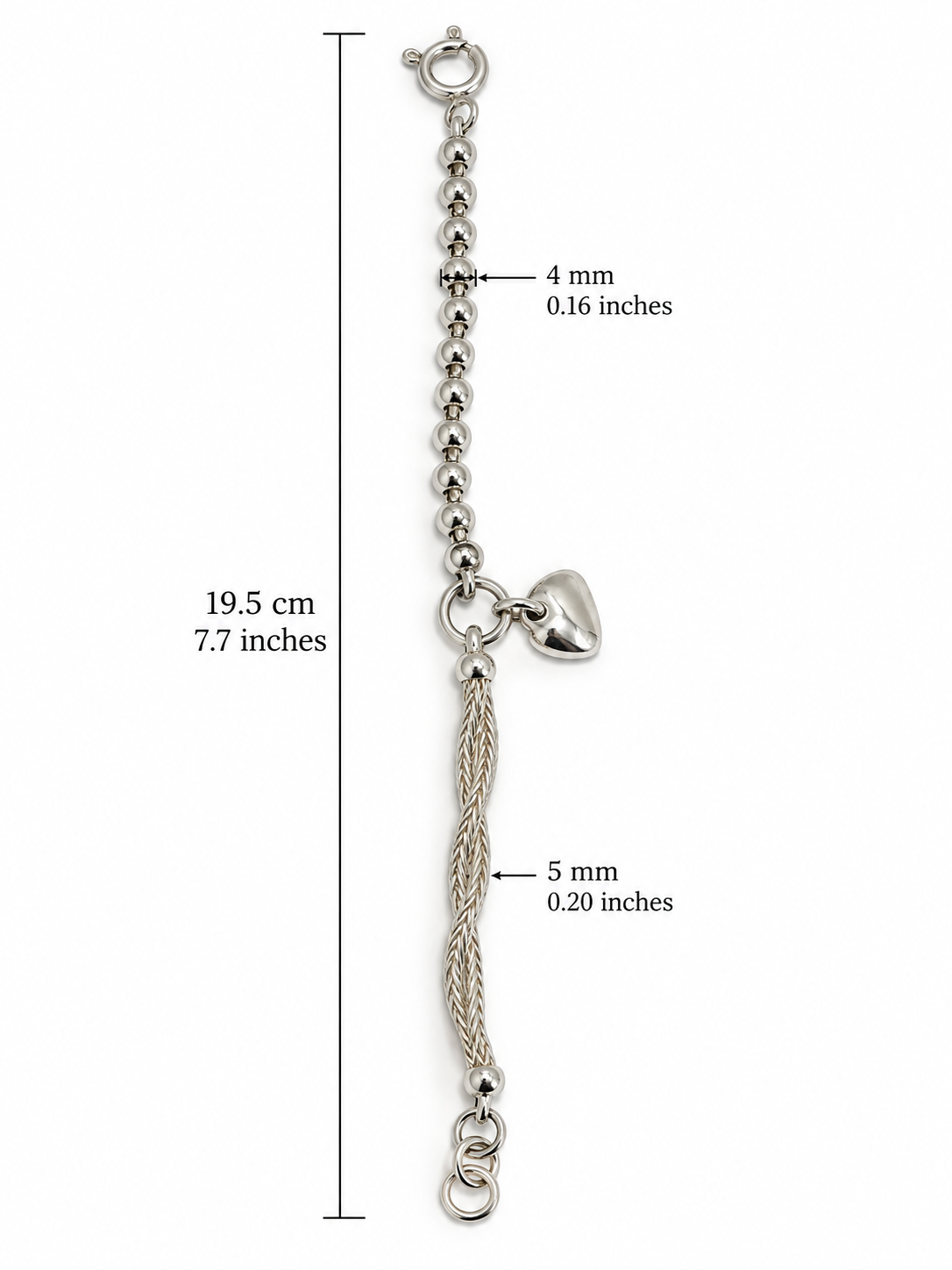 Silver 950 Heart Charm Bracelet