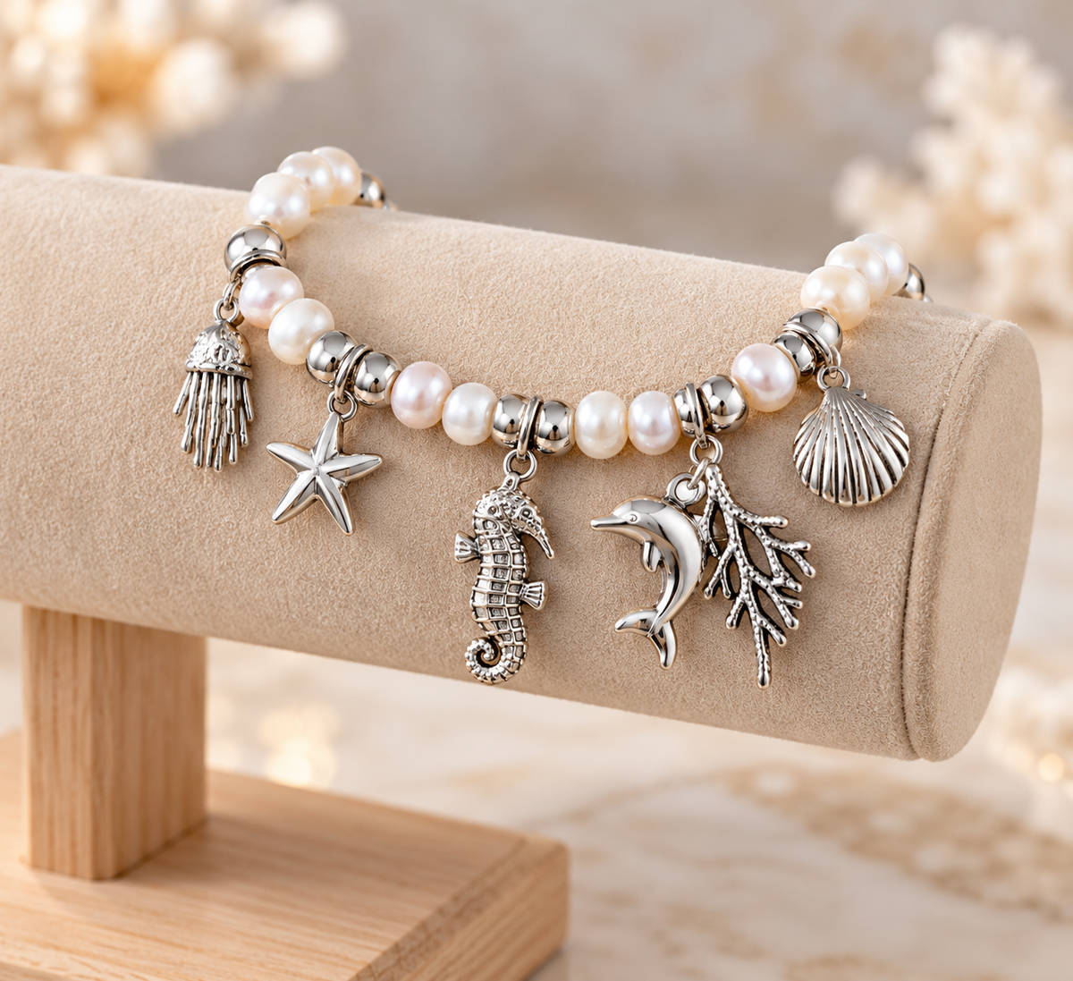 River Pearl & Silver 950 Ocean Charm Bracelet