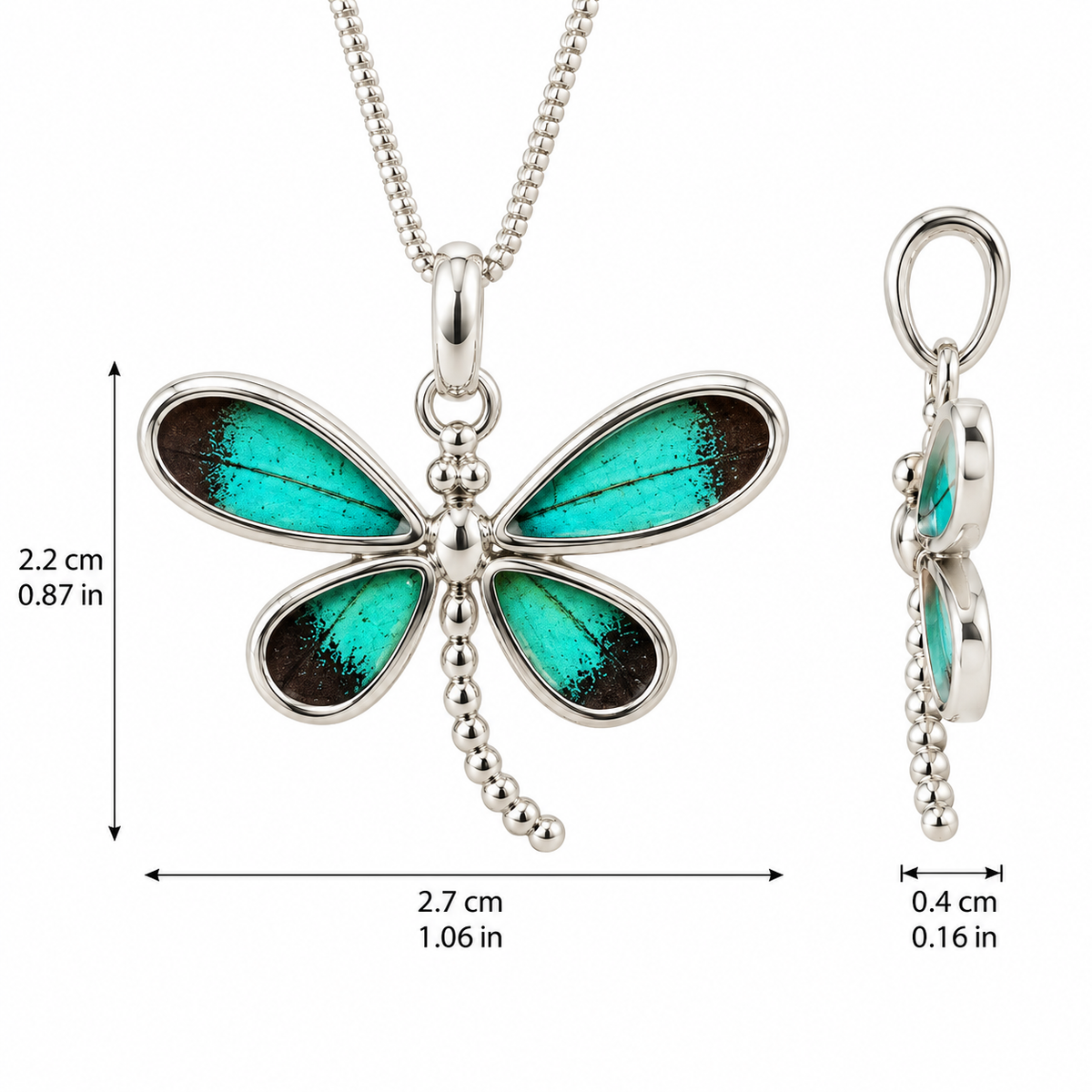 Real Butterfly Wings & Silver 950 Pendant