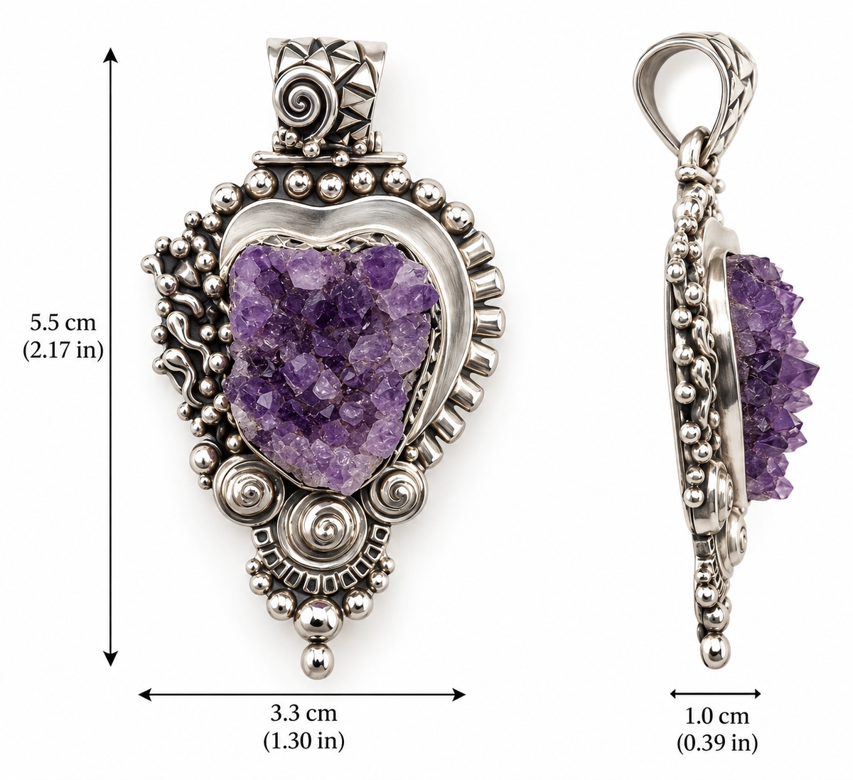 Amethyst & 950 Silver Statement Pendant