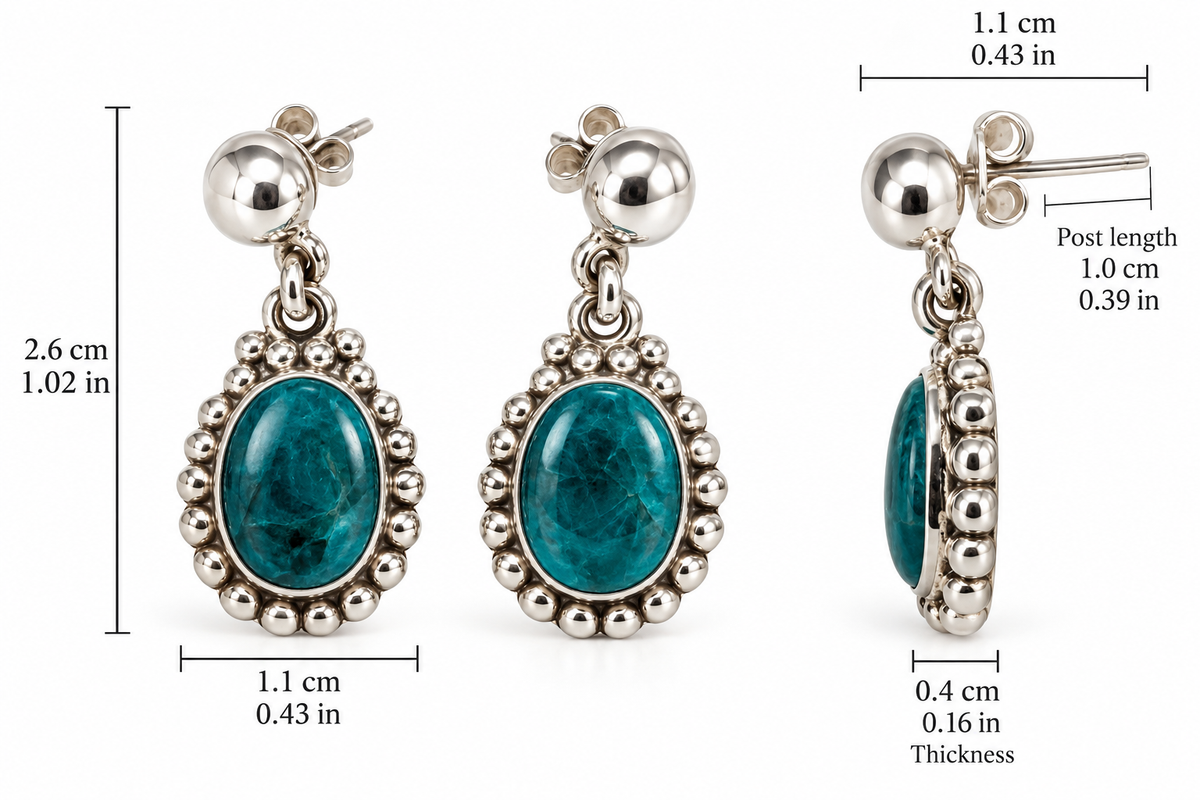 Peruvian Turquoise & 950 Silver Drop Earrings