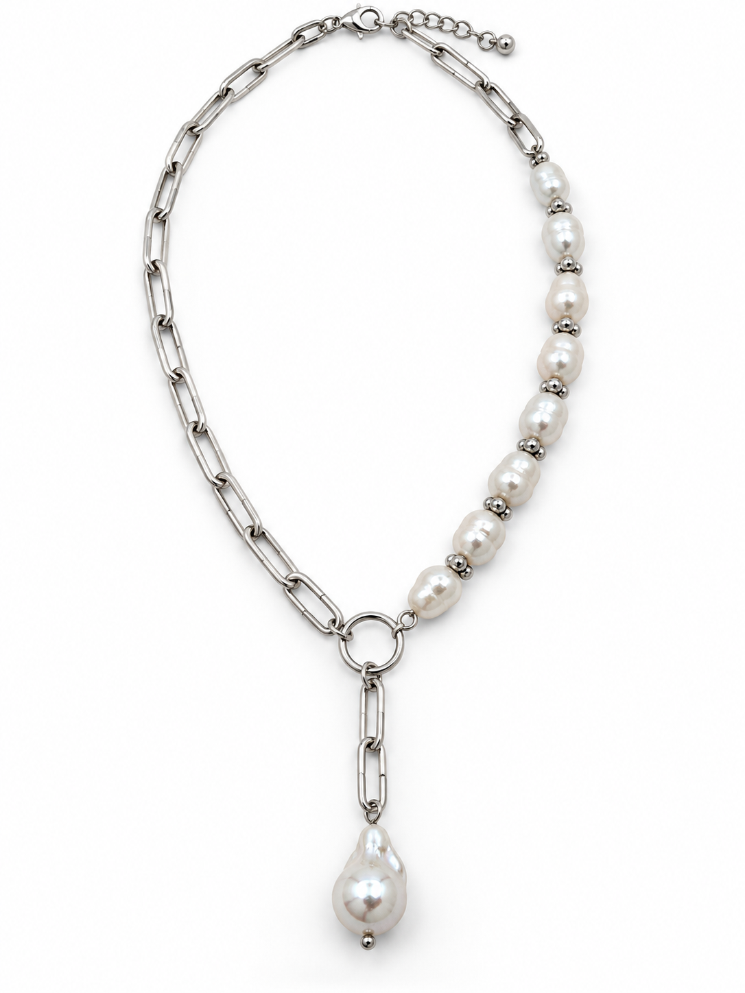 Natural Pearl & Silver 950 Statement Necklace