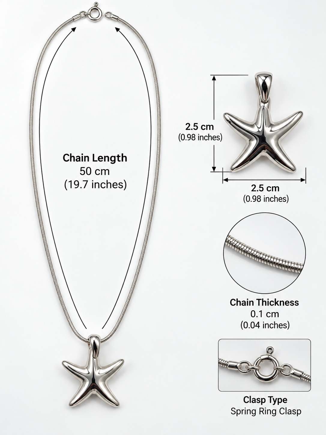 Starfish Silver 950 Necklace