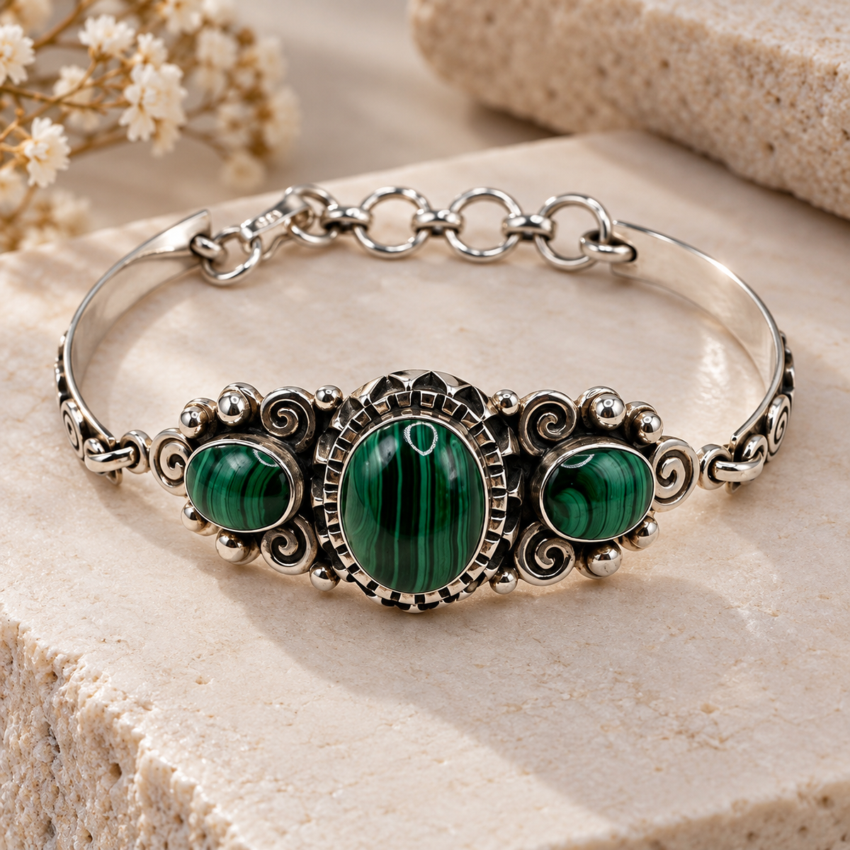 Malachite & Silver 950 Bracelet