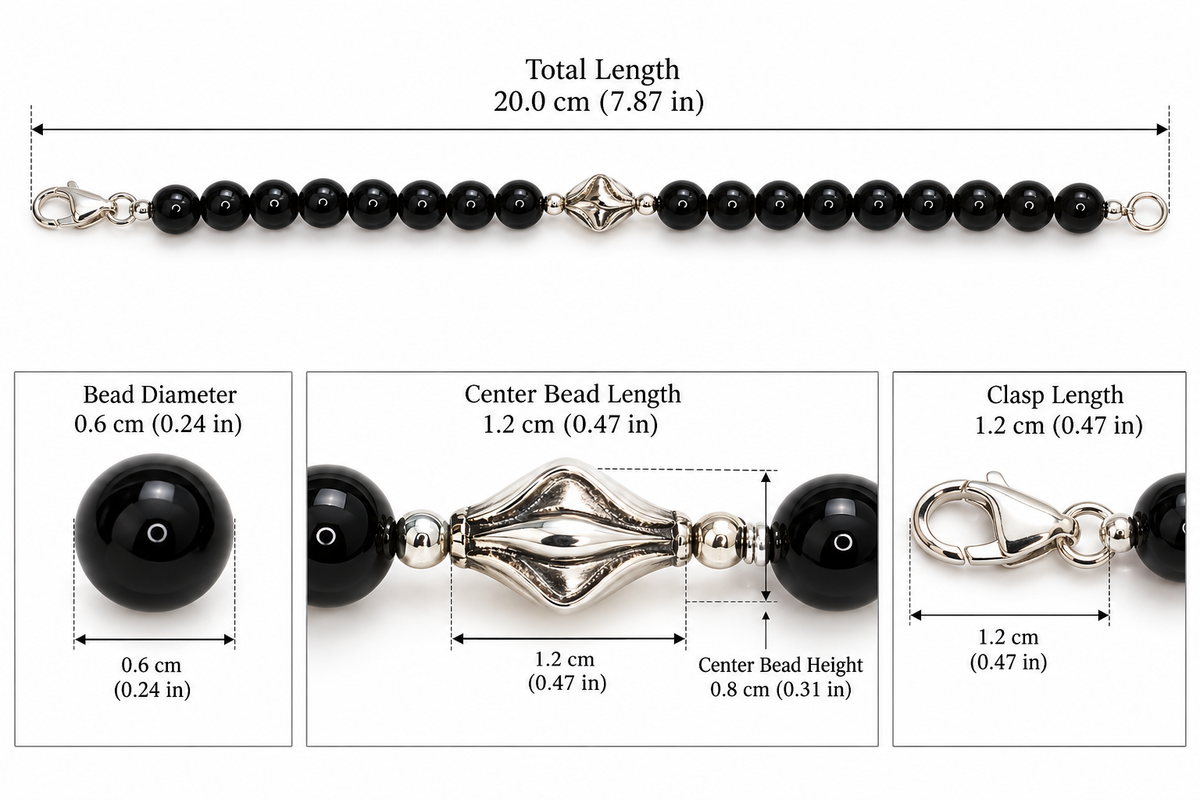 Black Onyx & 950 Silver Bracelet