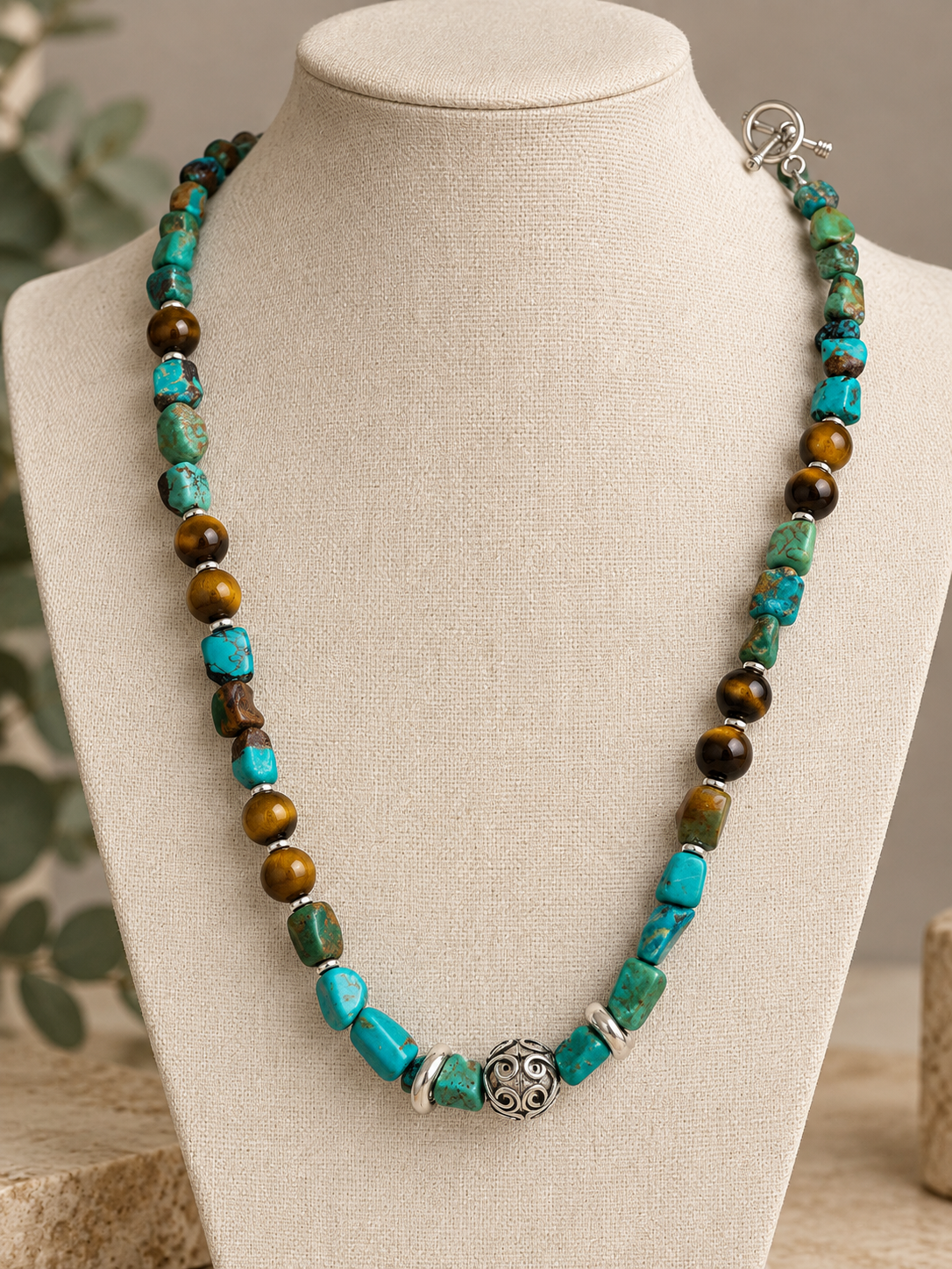 Tiger Eye & Turquoise Necklace