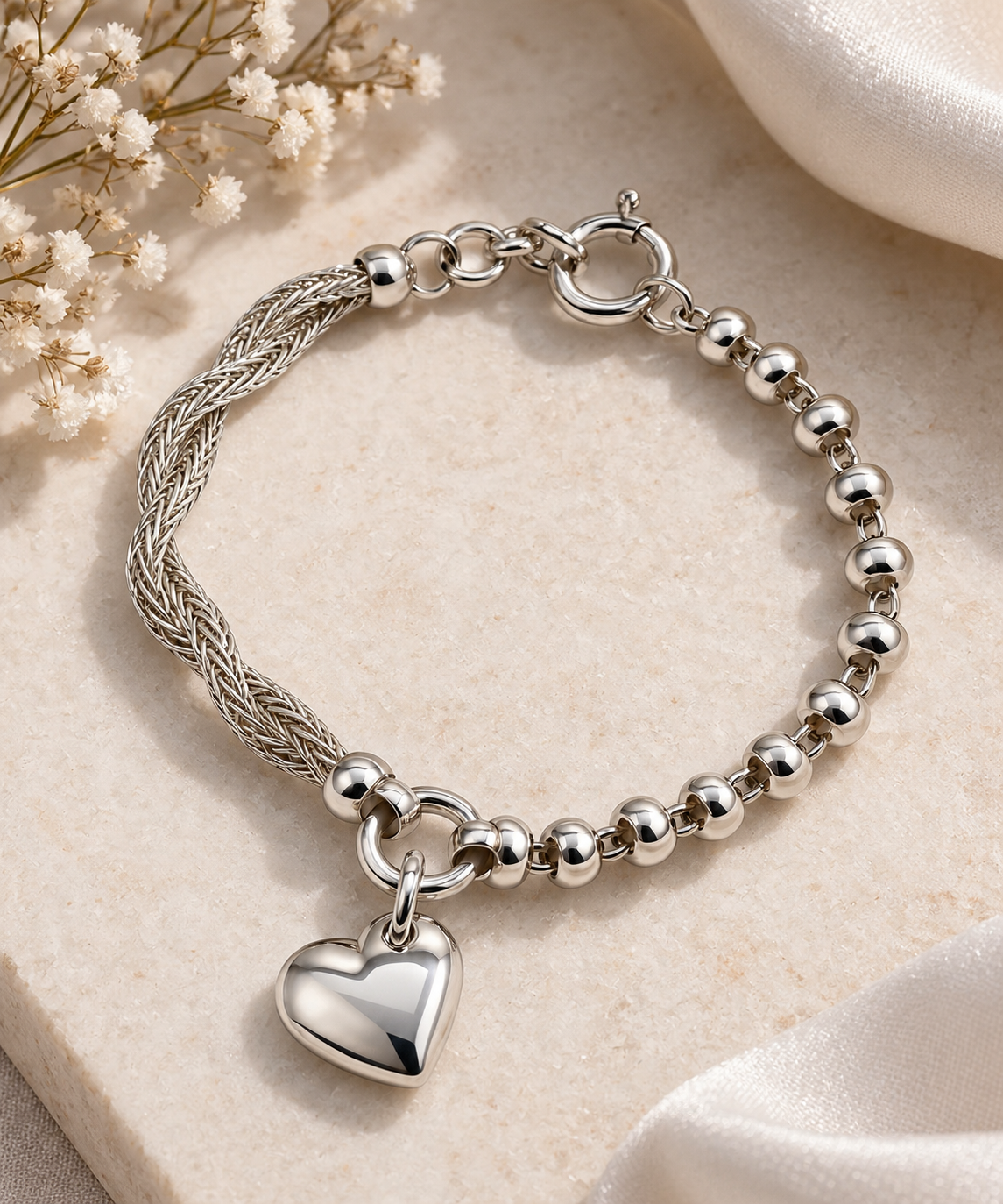 Silver 950 Heart Charm Bracelet