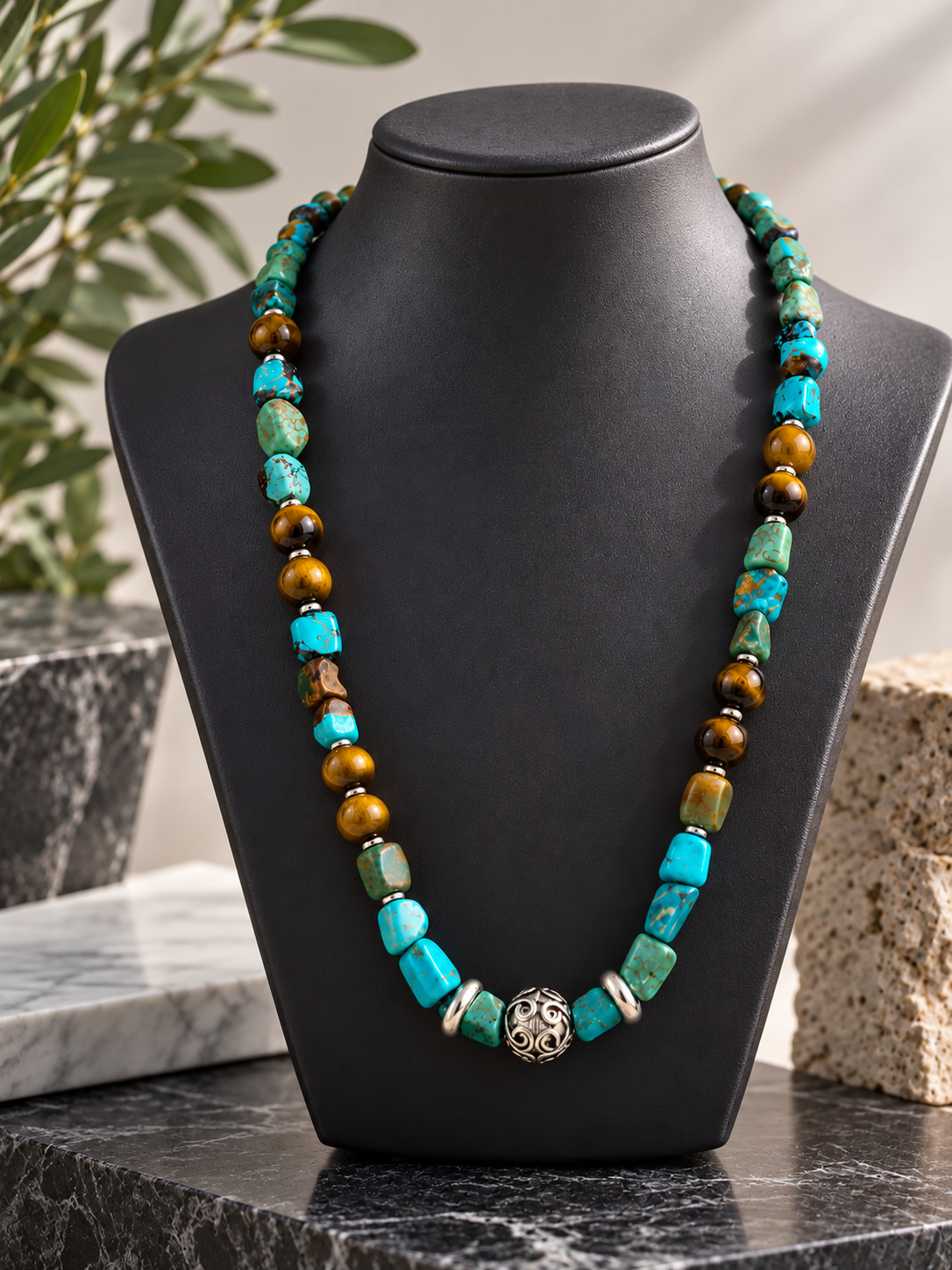 Tiger Eye & Turquoise Necklace