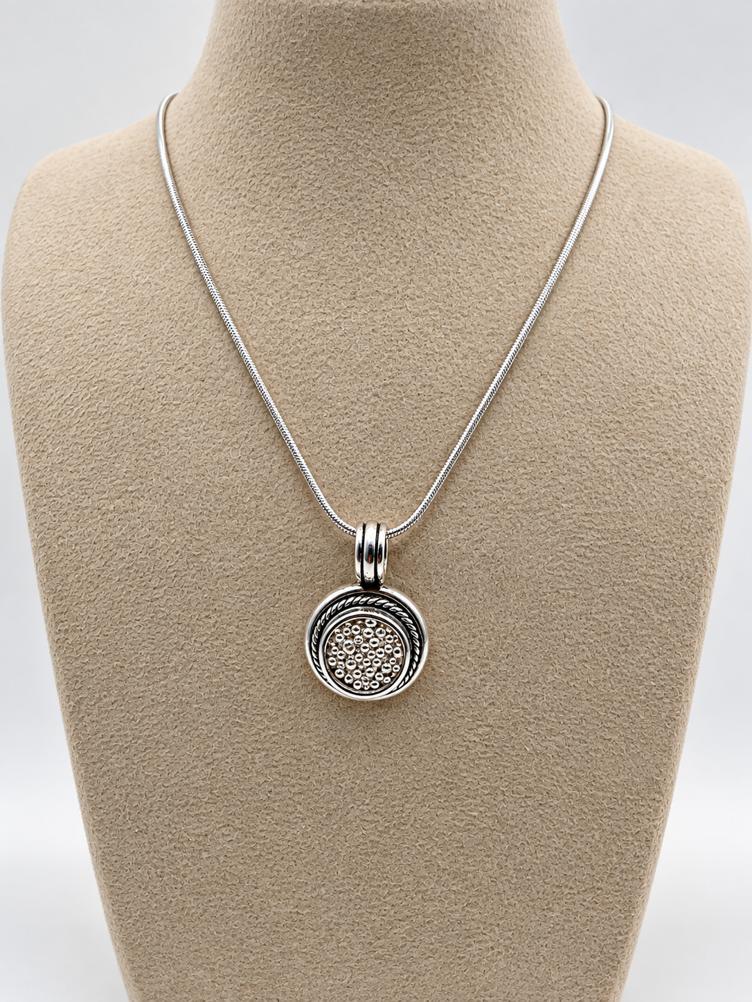 Silver 950 Circular Pendant & Earrings Set