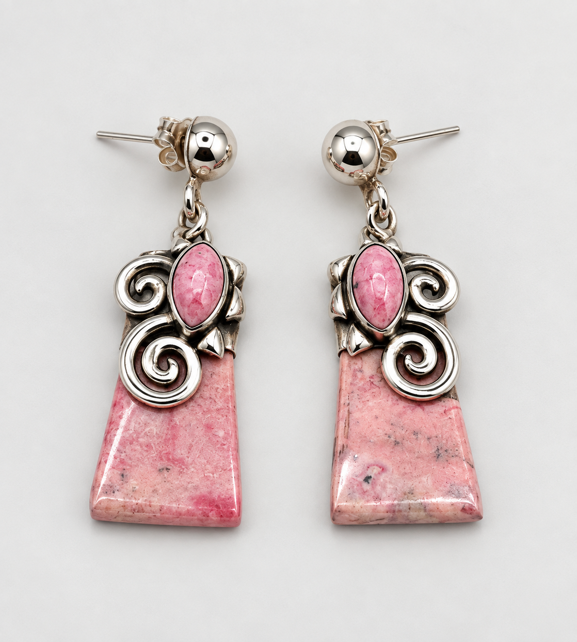 Rhodonite & Silver 950 Earrings