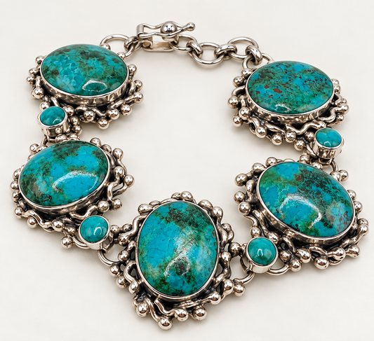 Chrysocolla & Peruvian Turquoise Bracelet