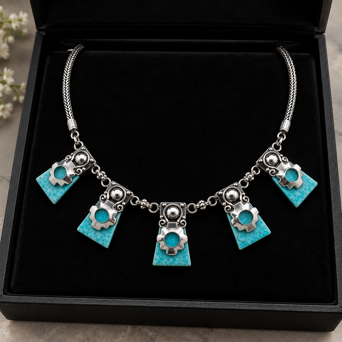 Amazonite & 950 Silver Statement Necklace