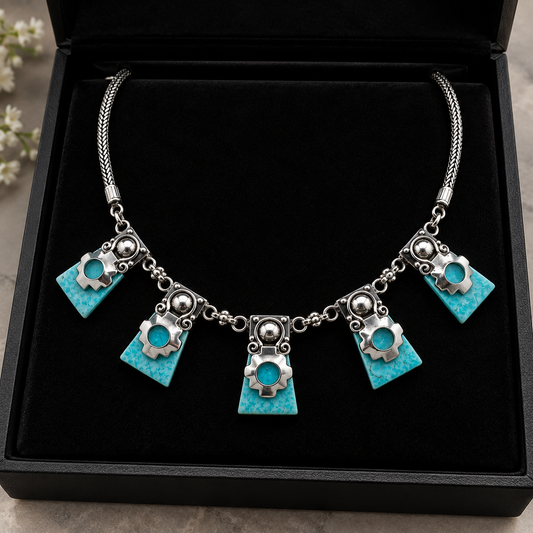 Amazonite & 950 Silver Statement Necklace