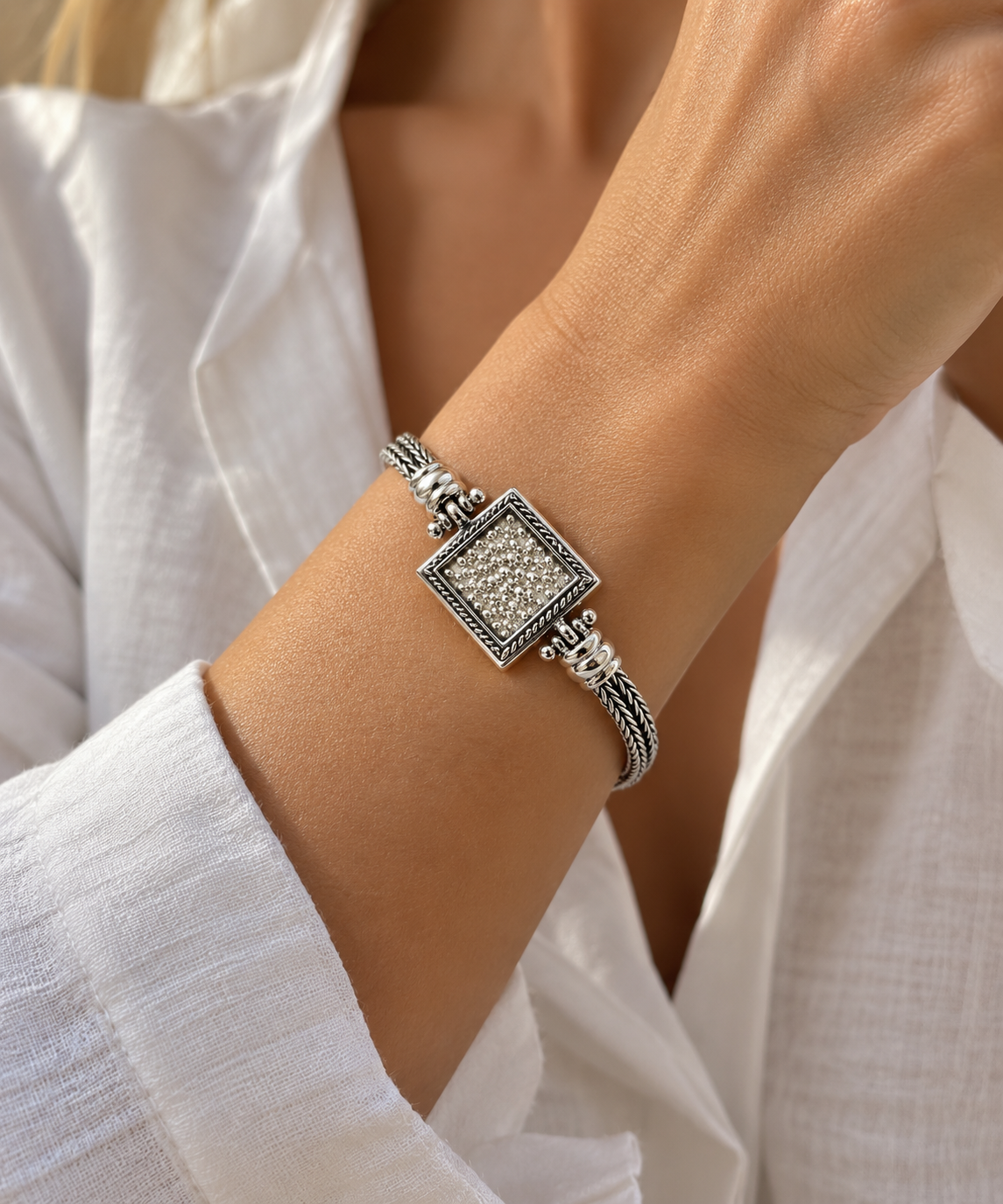 Silver 950 Beaded Center Bracelet