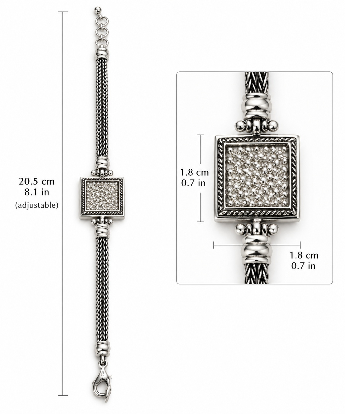 Silver 950 Beaded Center Bracelet