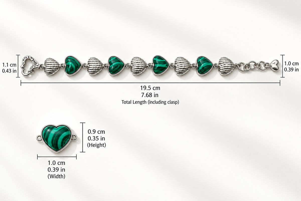 Malachite & Silver 950 Heart Bracelet