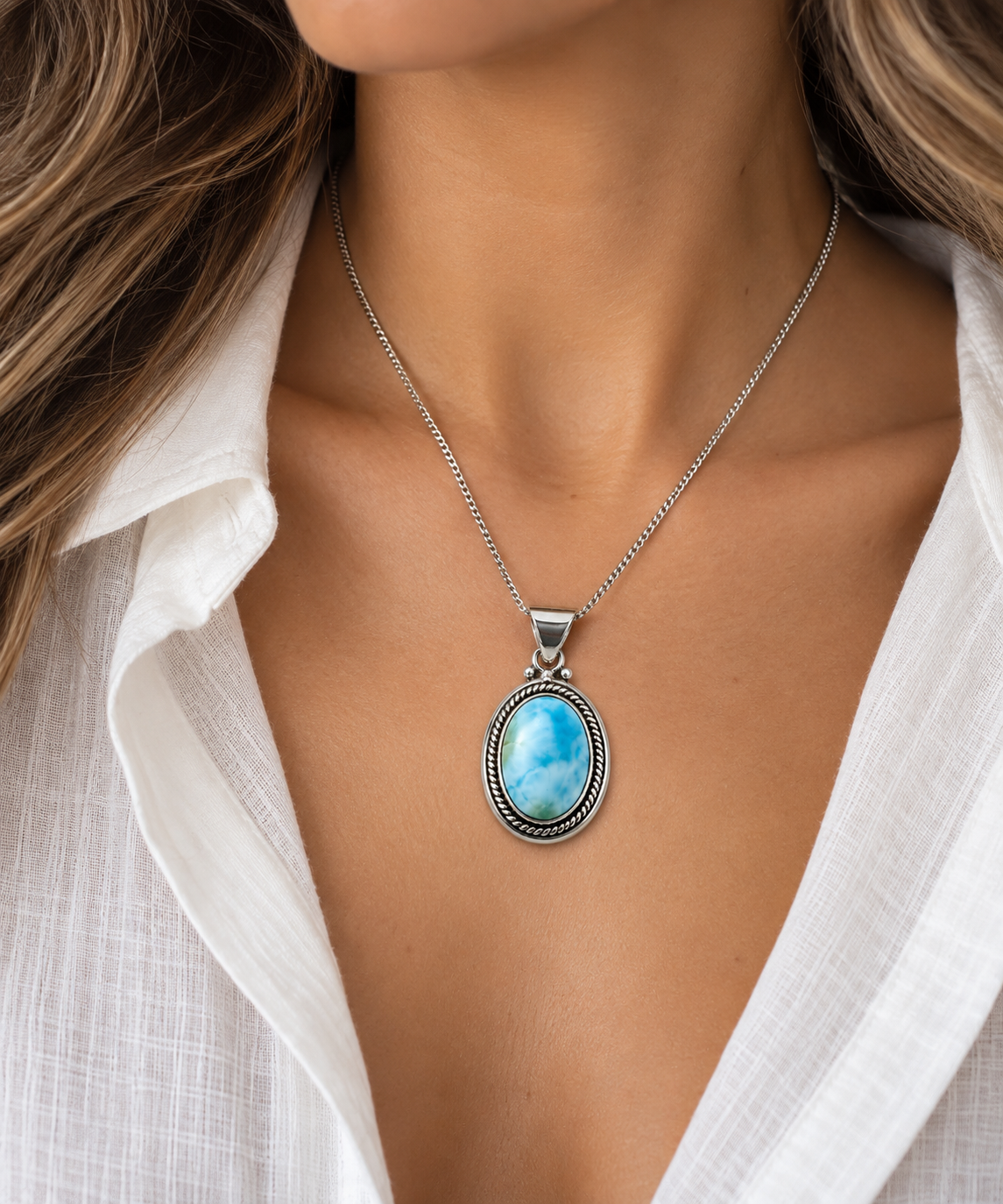 Larimar & Silver 950 Pendant