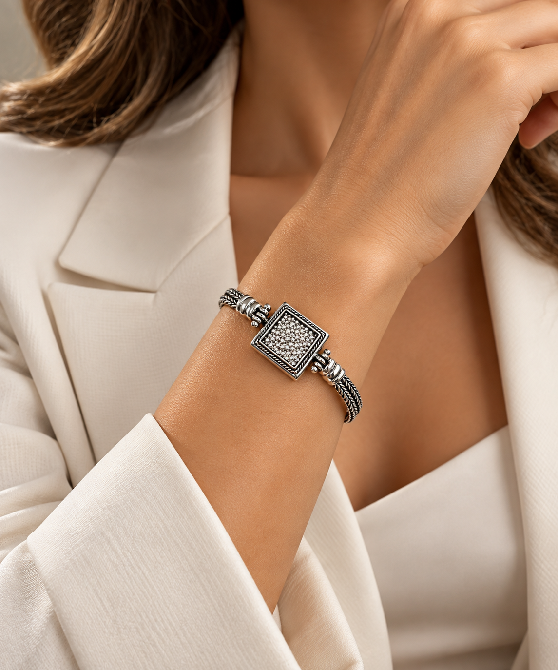 Silver 950 Beaded Center Bracelet